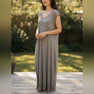 Natural Life Blue Ditsy Floral Sleeveless Boho Swing Maxi Dress Size M